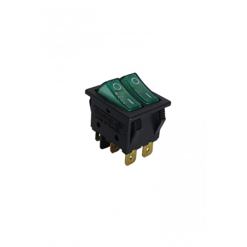 İkili Işıklı 6 Ayaklı Anahtar Siyah/Yeşil (O-I)