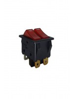 İkili Işıklı 5 Ayaklı Anahtar Siyah/Kırmızı (Yatay Çizgili)