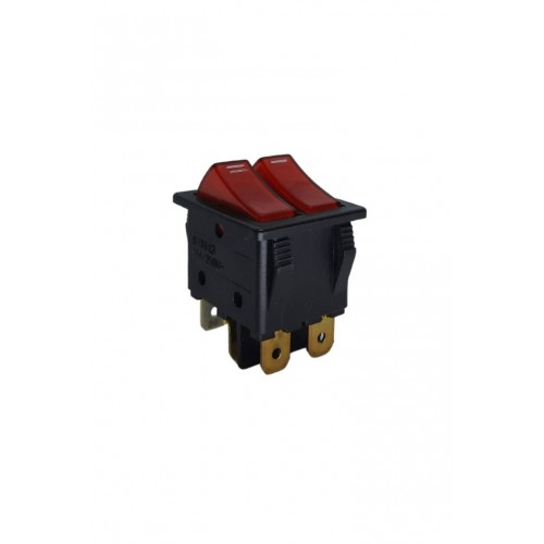 İkili Işıklı 5 Ayaklı Anahtar Siyah/Kırmızı (Yatay Çizgili)