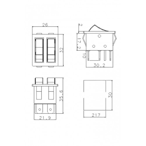 İkili Işıklı 5 Ayaklı Anahtar Beyaz/Yeşil (O-I)