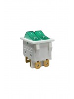 İkili Işıklı 5 Ayaklı Anahtar Beyaz/Yeşil (O-I)