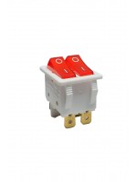 İkili Işıklı 5 Ayaklı Anahtar Beyaz/Kırmızı (O-I)