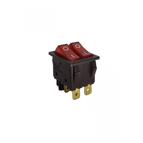 İkili Işıklı 6 Ayaklı Anahtar Kahverengi/Kırmızı (O-I)