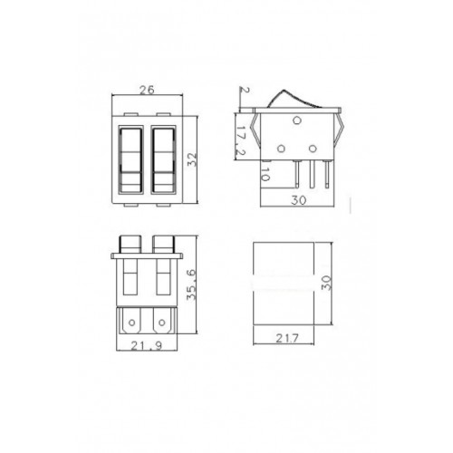 İkili Işıksız Anahtar 3 Ayaklı Beyaz/Kırmızı (O-I)