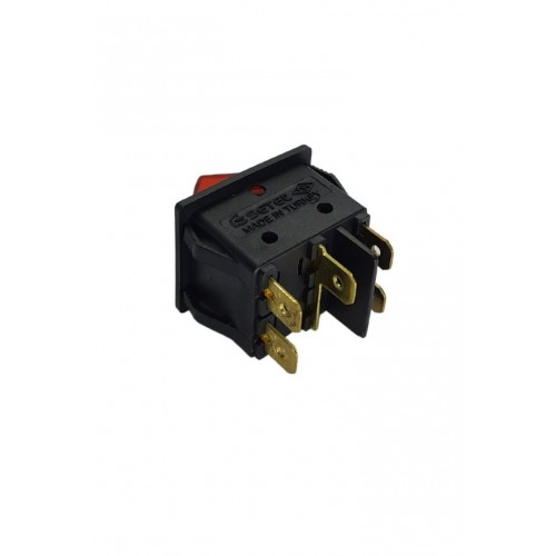 İkili Işıklı 5 Ayaklı Anahtar Siyah/Kırmızı (O-I)