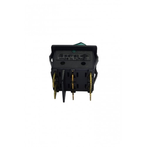 İkili Işıklı 6 Ayaklı Anahtar Siyah/Yeşil (O-I)