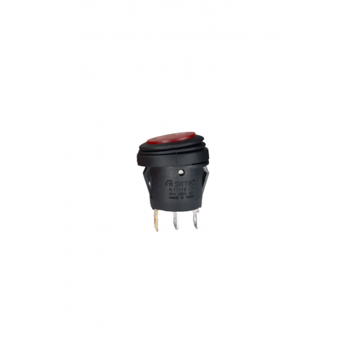 Yuvarlak Işıklı Anahtar 3 Ayaklı Siyah/Kırmızı (Körüklü)