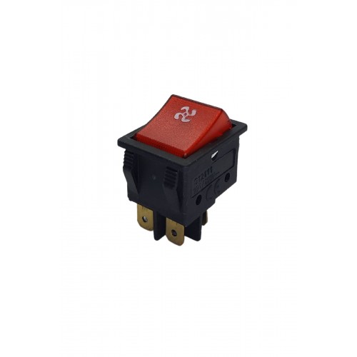 Geniş Işıklı Anahtar Siyah/Kırmızı (Fan)