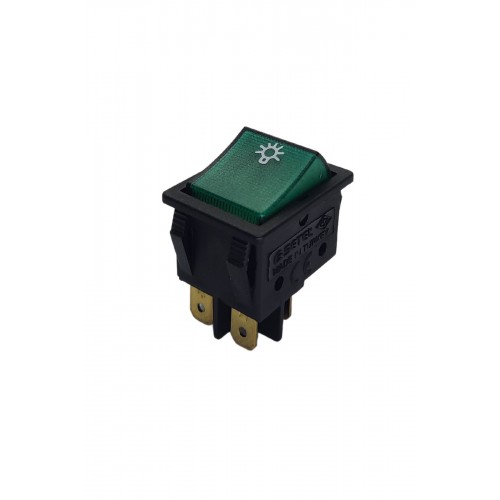 Geniş Işıklı Anahtar Siyah/Yeşil (Ampul)