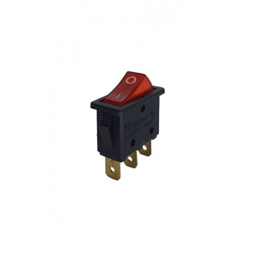 Tekli Işıklı Anahtar Siyah/Kırmızı (O-I)