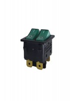 İkili Işıklı 6 Ayaklı Anahtar Siyah/Yeşil (O-I)