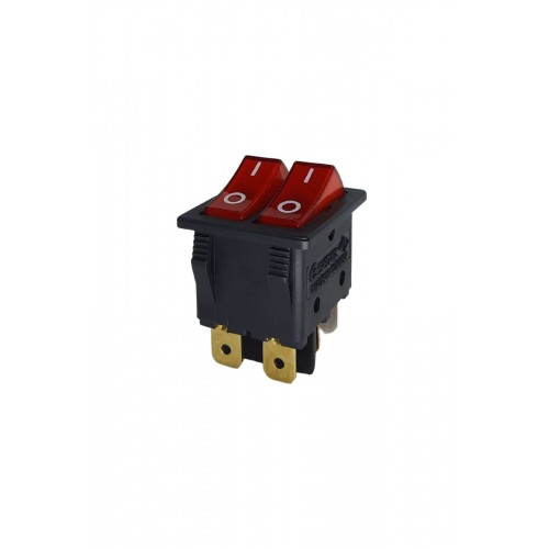 İkili Işıklı 6 Ayaklı Anahtar Siyah/Kırmızı 2 Ayak Gümüş Kaplama (O-I)