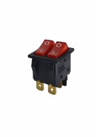 İkili Işıklı 6 Ayaklı Anahtar Siyah/Kırmızı (O-I)