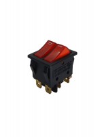 İkili Işıklı 6 Ayaklı Anahtar Siyah/Kırmızı (Yatay Çizgili)