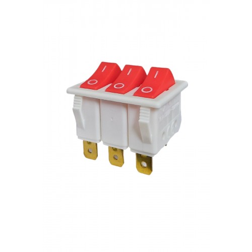 Üçlü Işıksız Anahtar 4 Ayaklı Beyaz/Kırmızı (O-I)