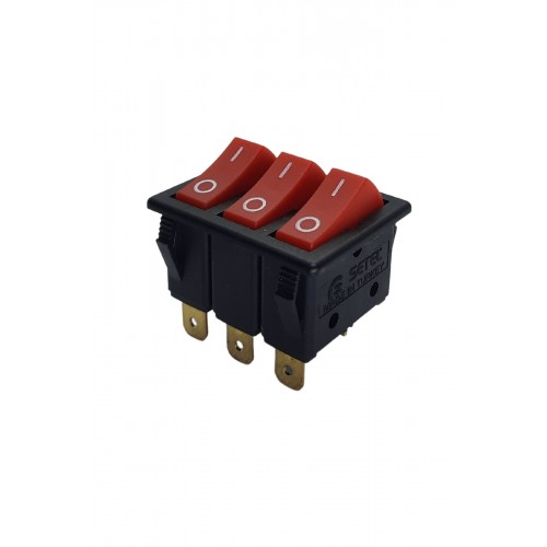 Üçlü Işıksız Anahtar 4 Ayaklı Siyah/Kırmızı (O-I)